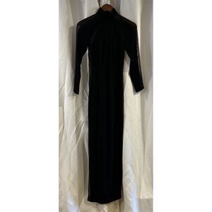 Tadashi Women's Dress Black Long Sleeve Mesh Cocktail Evening Gown Vintage Small